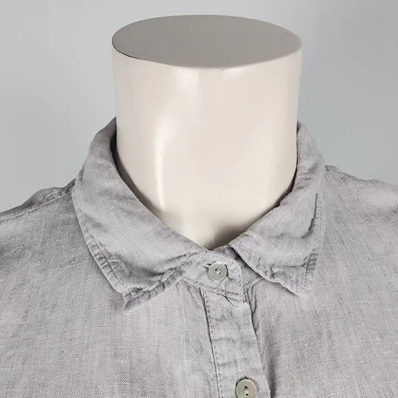 Tahari Grey Linen Sleeveless Collared Dress Dress Size 2X - Picture 2 of 9